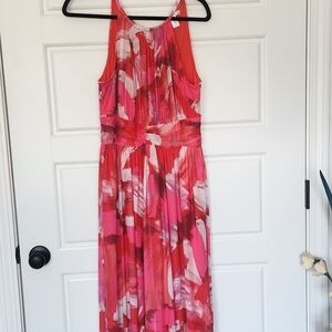 Vibrant Pink and Red Sleeveless Dress